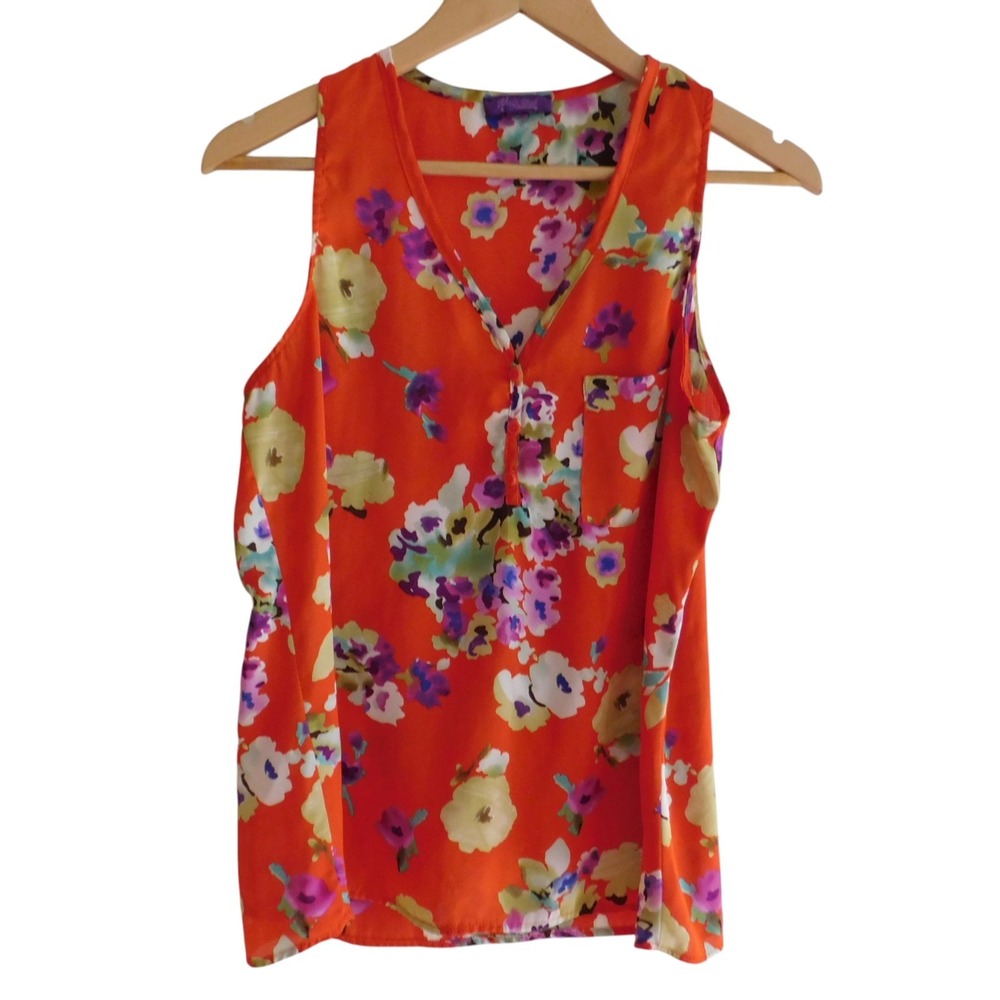 VTG Y2K Hale Bob Satin Sleeveless Top Tank Festival Fairy Floral Size Small